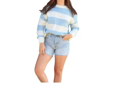 Sadie & Sage Clara Chunky Stripe Sweater In Ivory Sky In Multi