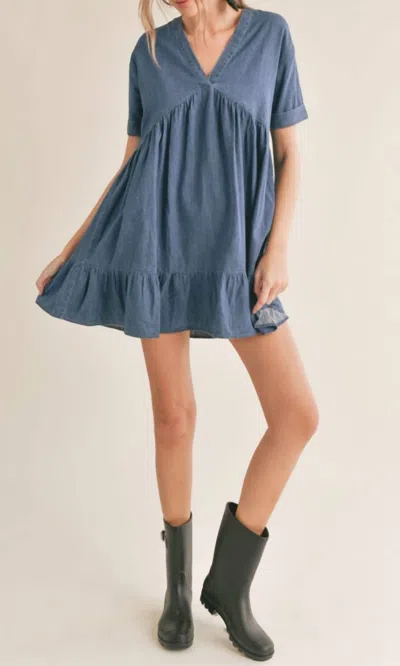 Sadie & Sage Conversations Babydoll Dress In Chambray In Blue