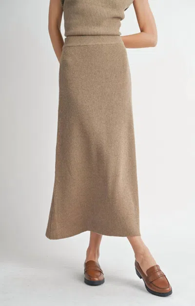 Sadie & Sage Crosby Sweater Midi Skirt In Dark Taupe In Beige