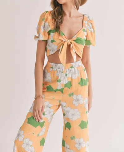 Sadie & Sage Desert Flower Front Tie Crop Top In Yellow Multi