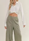 SADIE & SAGE ELISHA BUTTON DOWN CROPPED TOP IN WHITE