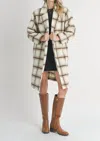 Sadie & Sage Emily Long Open Front Coat In Ivory In Multi