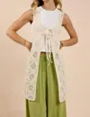 Sadie & Sage Fell For You Crochet Front Tie Cardigan In Green