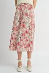 Sadie & Sage Girls Dinner Pleated Skirt In Pink Floral In Multi