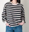 Sadie & Sage Growth Striped Crewneck Pullover In Black In Multi