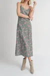 Sadie & Sage Hostess V Neck Slip Maxi Dress In Sage
