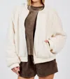 Sadie & Sage Jill Reversible Zip Up Bomber Jacket In Ivory In Multi