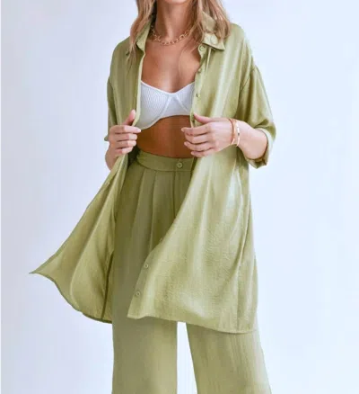Sadie & Sage Juicy Oversized Layering Shirt In Lime In Green