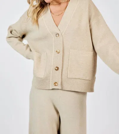 Sadie & Sage Kelsie Button Front Cardigan In Stone In White