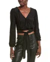 Sadie & Sage Lana Open Surplice Crop Top In Black