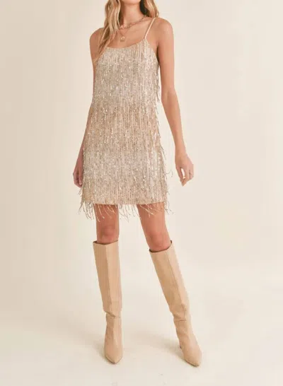 Sadie & Sage Light Up Sequined Fringe Dress In Gold