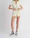 Sadie & Sage Live Happy Front Zip With Belt Romper In Ivory