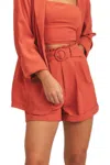 Sadie & Sage Spice Belted Shorts In Rust In Multi