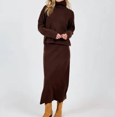 Sadie & Sage Maxi Knitted Skirt In Brown