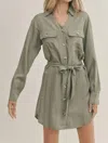 Sadie & Sage Mia Button Down Dress In Olive In Multi