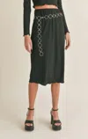 Sadie & Sage Nelly Lettuce Hem Midi Skirt In Black In Black