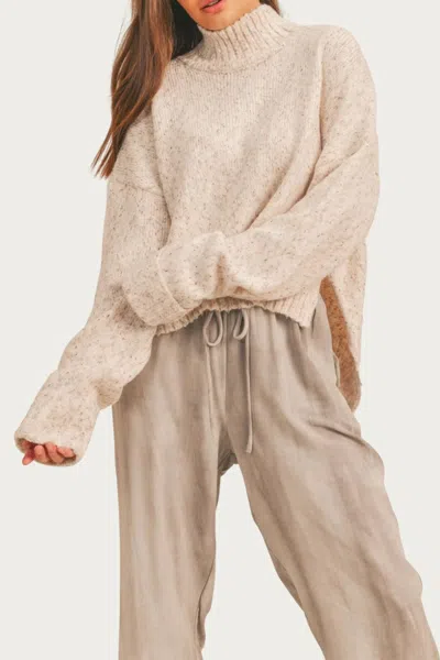 Sadie & Sage Oversized Ribbed Turtleneck Sweater In Oatmeal In Brown