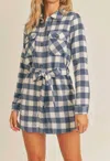 SADIE & SAGE PARK CITY SHIRT DRESS IN BLUE