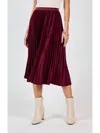 Sadie & Sage Silent Streets Pleated Midi Skirt In Wine In Burgundy