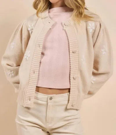 Sadie & Sage Pretty Daisy Cardigan In Cream In White