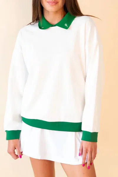 Sadie & Sage Racquet Club Collared Pull Over In White