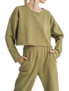 Sadie & Sage Relaxed Stay Long Sleeve Cropped Top In Dark Sage In Multi