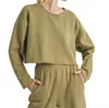 Sadie & Sage Relaxed Stay Long Sleeve Cropped Top In Dark Sage In Green