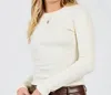 Sadie & Sage Rib Knitted Long Sleeve Top In Ivory In Multi