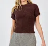 Sadie & Sage Ribbed Short Sleeve Sweater In Chocolate Brown