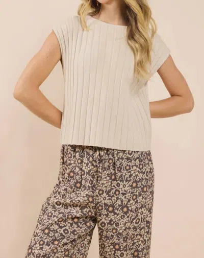 Sadie & Sage Rider Ribbed Crew Neck Sweater In Beige
