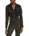 Sadie & Sage Aphrodite Shirred Button-down Top In Black
