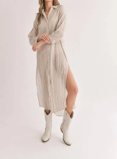 Sadie & Sage Sands Thin Stripe Duster Shirt In Ivory In Multi