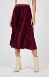 Sadie & Sage Silent Streets Pleated Midi Skirt In Wine In Burgundy