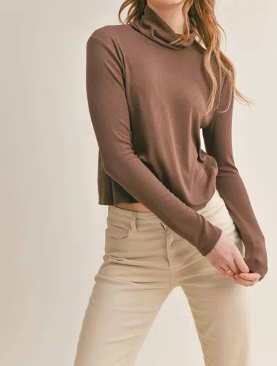 Sadie & Sage S'mores Turtleneck Top In Chocolate In Gold