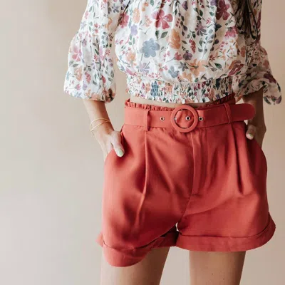 Sadie & Sage Spice Belted Shorts In Rust In Orange