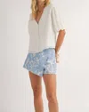 Sadie & Sage Steady V-neck Button Front Woven Top In White In White