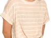 Sadie & Sage Stripe Knit Oversized Top In Beige