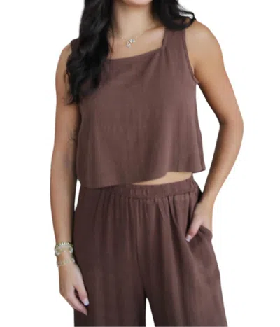 Sadie & Sage Sugarleaf Square Neck Tank Top In Brown