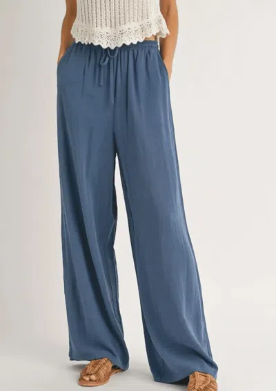 Sadie & Sage Sugarloaf Elastic Waist Pants In Indigo In Multi