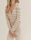 SADIE & SAGE SUNNY AFTERNOON STRIPED SWEATER IN CORAL PINK