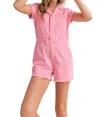 Sadie & Sage Sweet Pea Denim Romper In Pink In Pink
