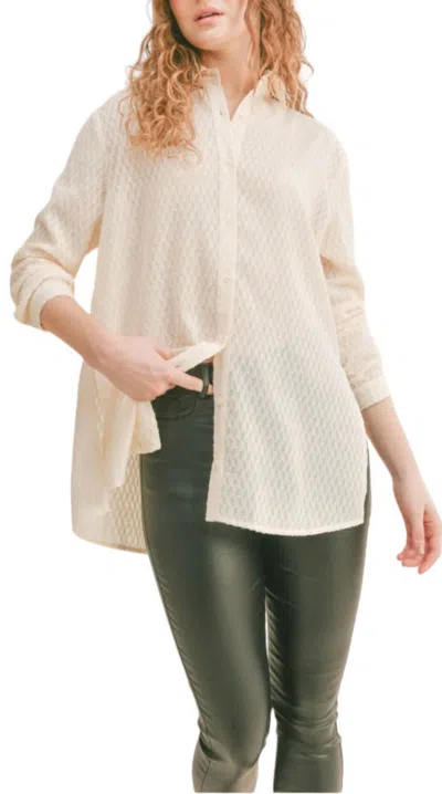 Sadie & Sage Tea Time Button Down Shirt In Beige