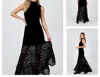 Sadie & Sage Velvet Lace Contrast Maxi Dress In Black In Black