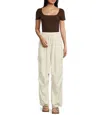 Sadie & Sage Vita Elastic Waist Cargo Pants In Ivory In Multi