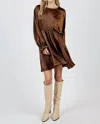 Sadie & Sage Warm Tea Dolman Sleeve Mini Dress In Brown In Brown