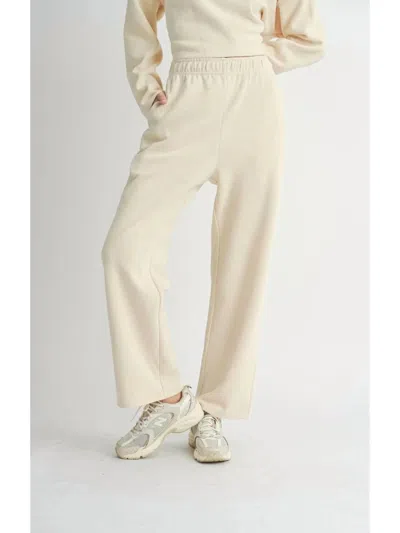 Sadie & Sage Wide Leg Sweat Pants In Cream