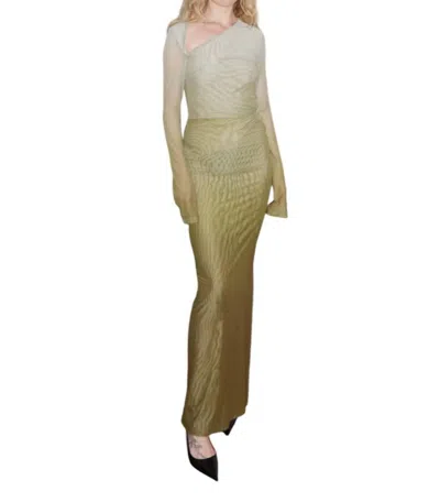 Saemdi Gradient Mesh Dress In Olive In Green