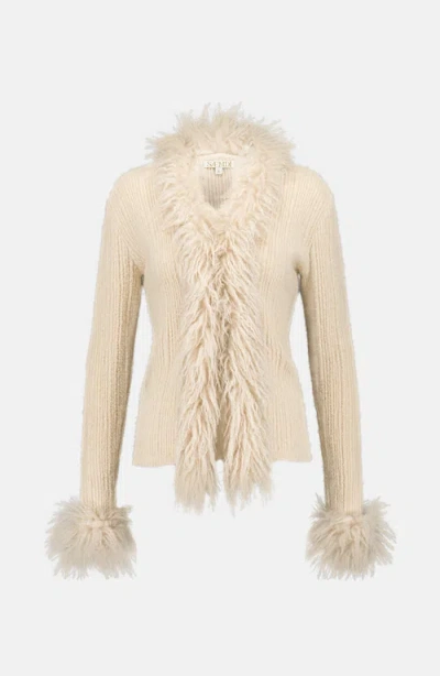 Saemdi Mongolian Faux Fur Cardigan In Neutral