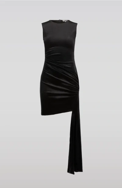 Saemdi Velvet Side Tail Dress In Black