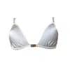 Saeta Paris Women's Neutrals / Gold / White Satin Silk Jewel-back Bra - Ivory & Gold - Ayda In Gold/white